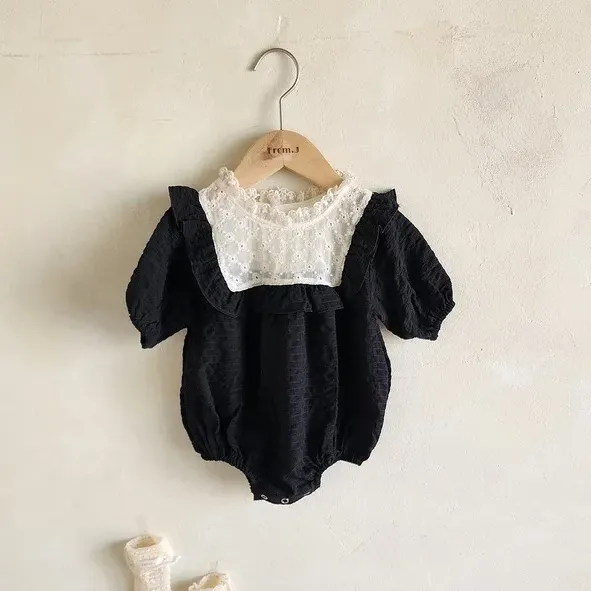 Girls Lace Ruffle Collar Onesie