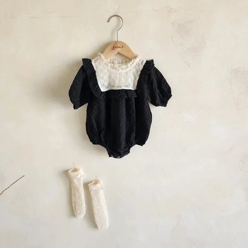 Girls Lace Ruffle Collar Onesie