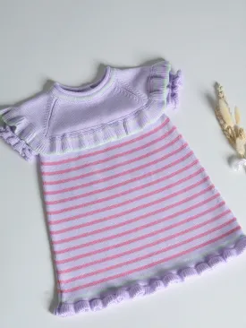 Granlei lilac & pink stripe knitted dress