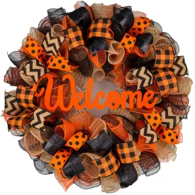 Halloween Door Hanging Wreaths, Orange Black