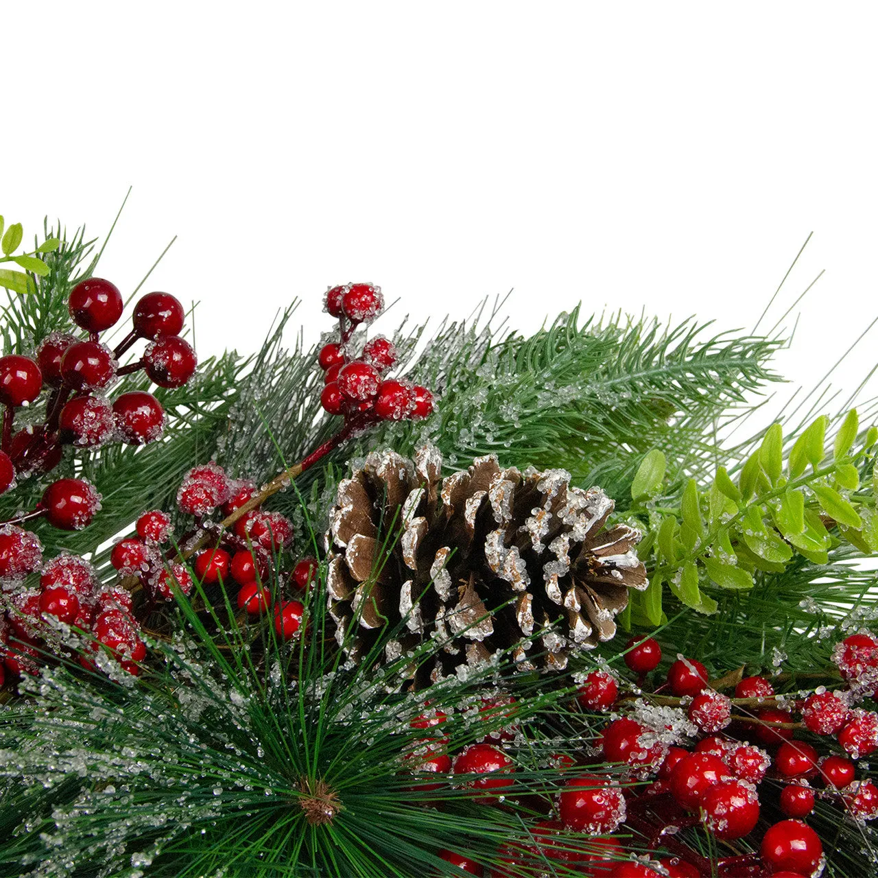 Iced Red Berries and Mixed Pine Artificial Christmas Wreath - 32 inch, Unllit