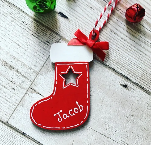 Personalised Stocking Christmas Tree Decoration Bauble