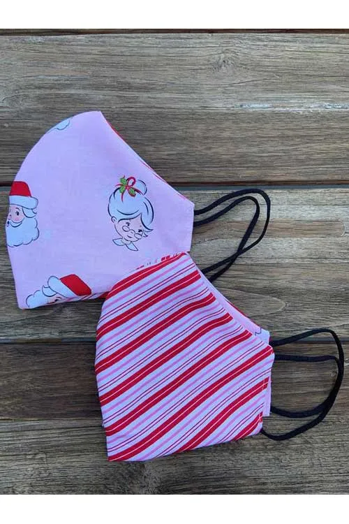 Retrolicious Mr & Mrs Claus / Candy Stripe Face Mask Christmas